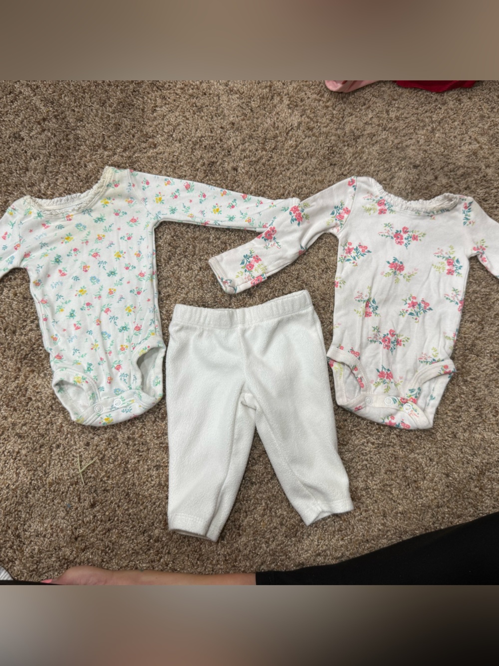 Carter’s Newborn Baby Girl Floral Outfit Lot – 3 Pieces
